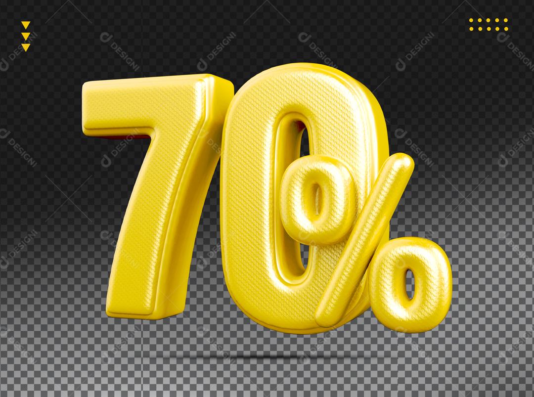 Número 3D 70% Dourado Para Composição PSD