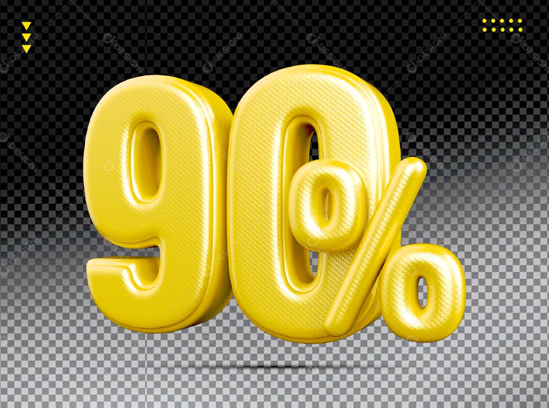 Número 3D 90% Dourado Para Composição PSD
