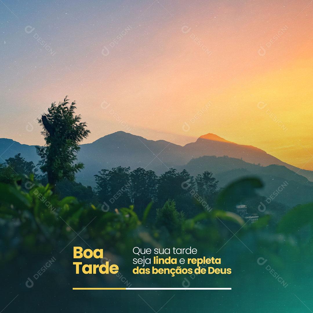 Frase Motivacional Boa Tarde Que Sua Tarde Seja Linda e Repleta das Bênçãos de Deus Social Media PSD Editável