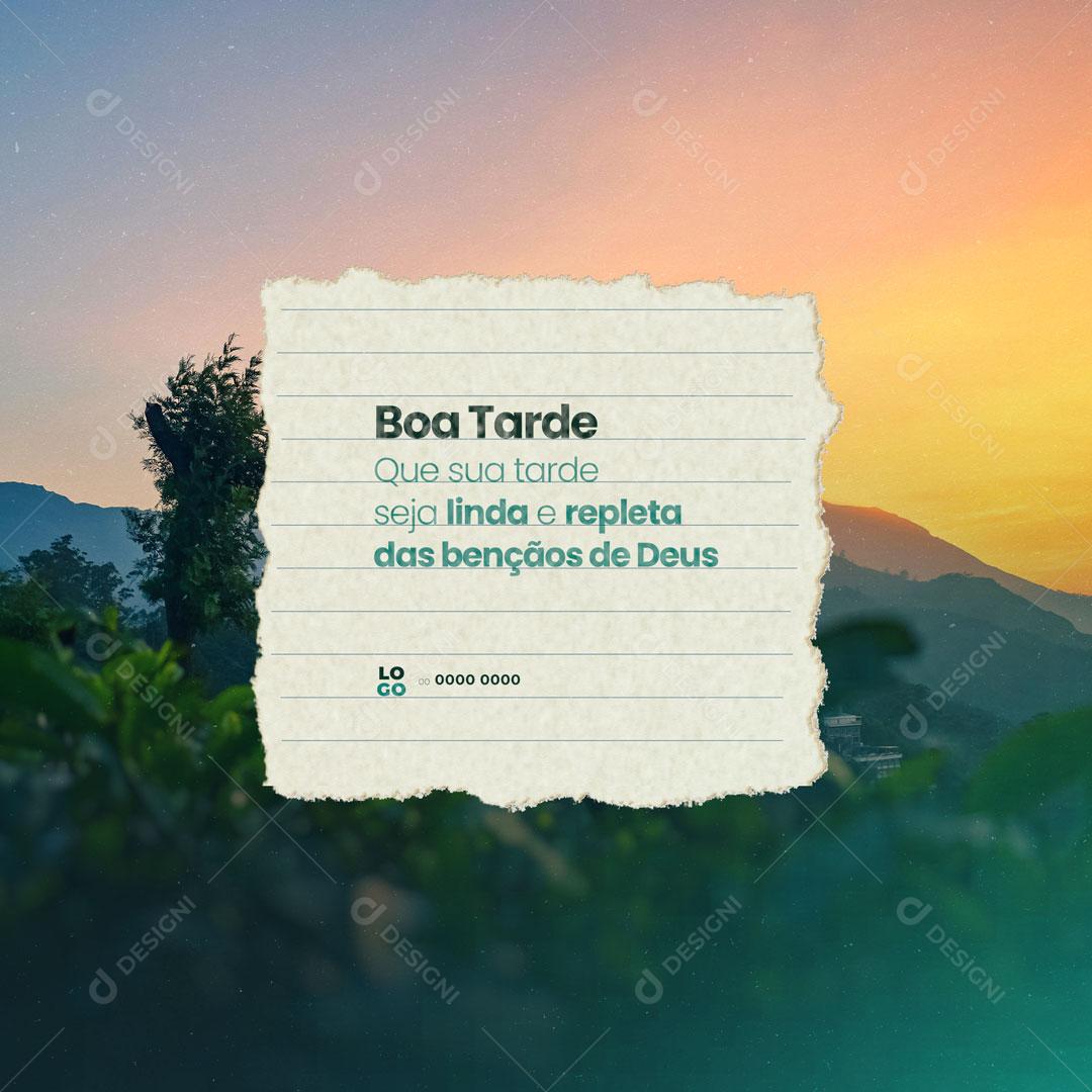 Frase Motivacional Boa Tarde Que Sua Tarde Seja Linda e Repleta das Bênçãos de Deus Social Media PSD Editável