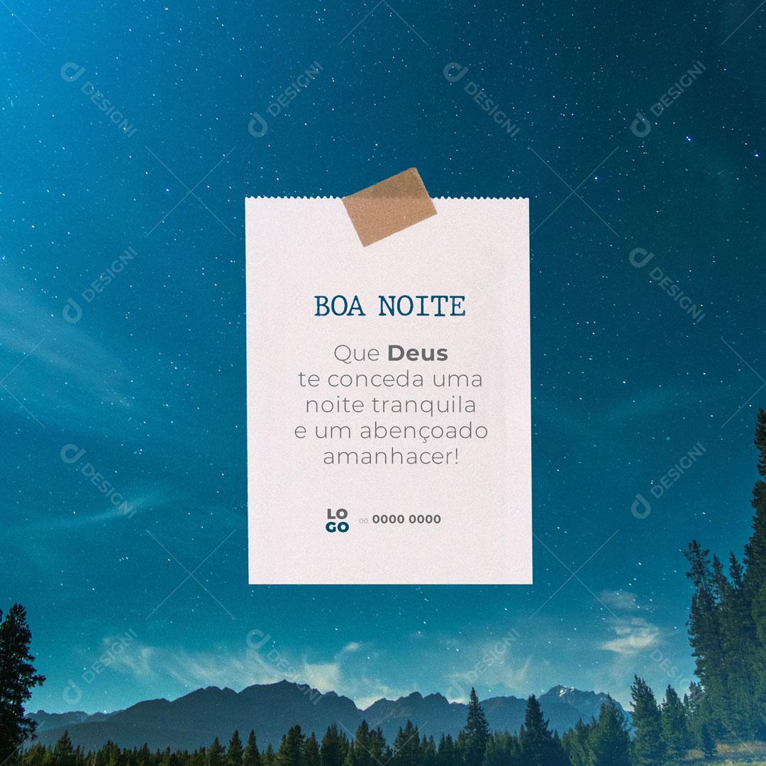 Post Frase Motivacional Boa Noite Que Deus Te Conceda Uma Noite Tranquila Social Media PSD Editável