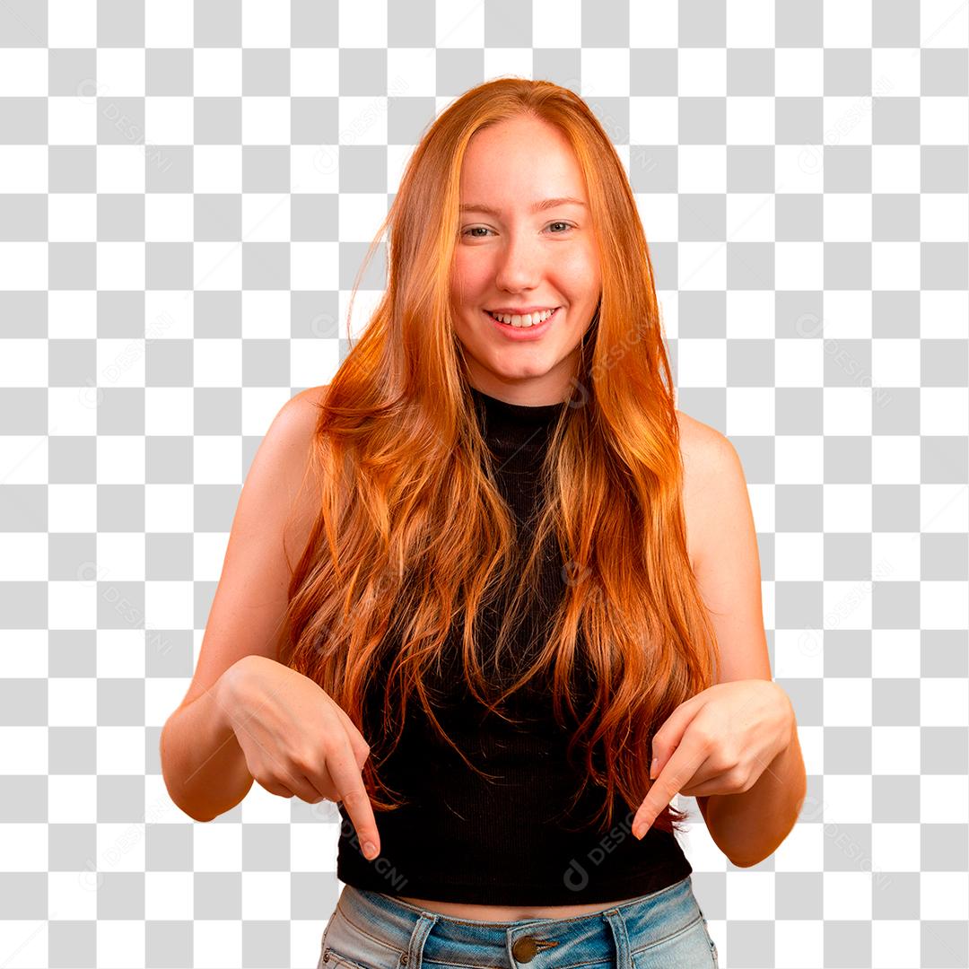 Mulher ruiva apontado para baixo PNG Transparente