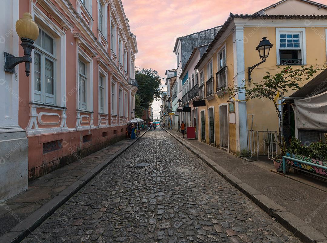 Ruas antigas do Pelourinho na cidade de Salvador Bahia Brasil.