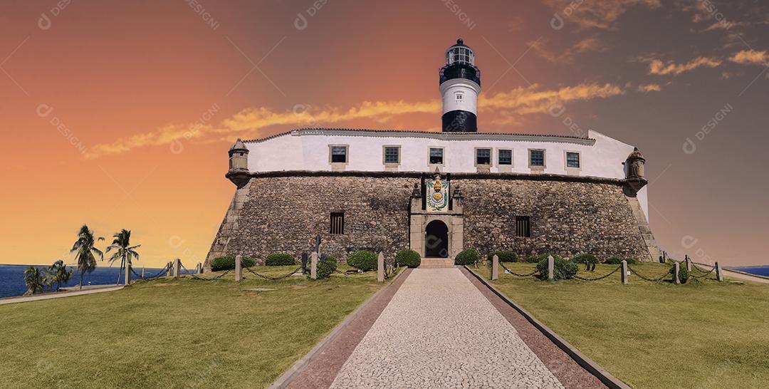 Vista do Farol da Barra Famoso cartão postal da cidade de Salvador, Bahia, Brasil..