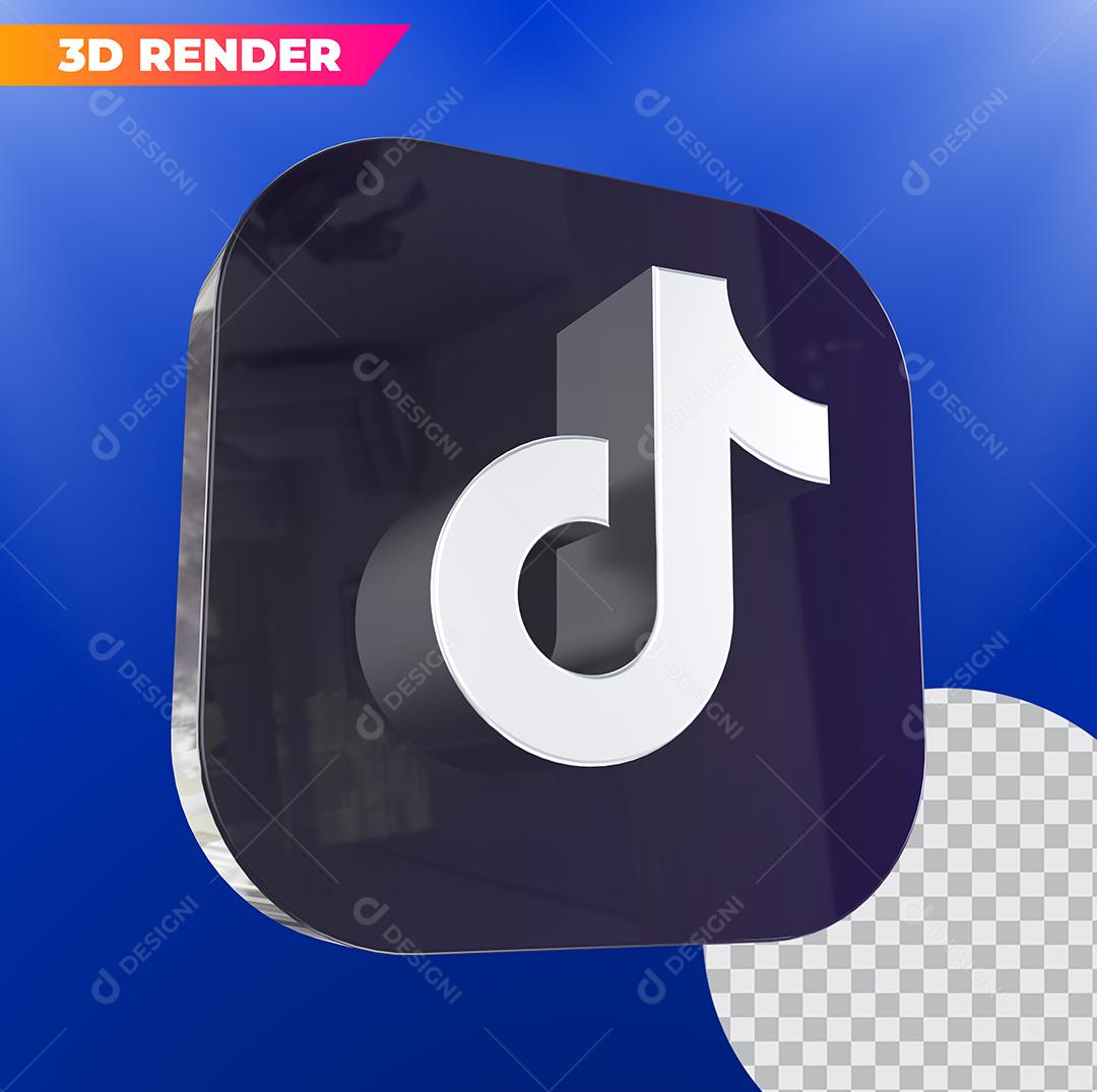 Elemento 3D Tiktok Preto Para Composição PSD