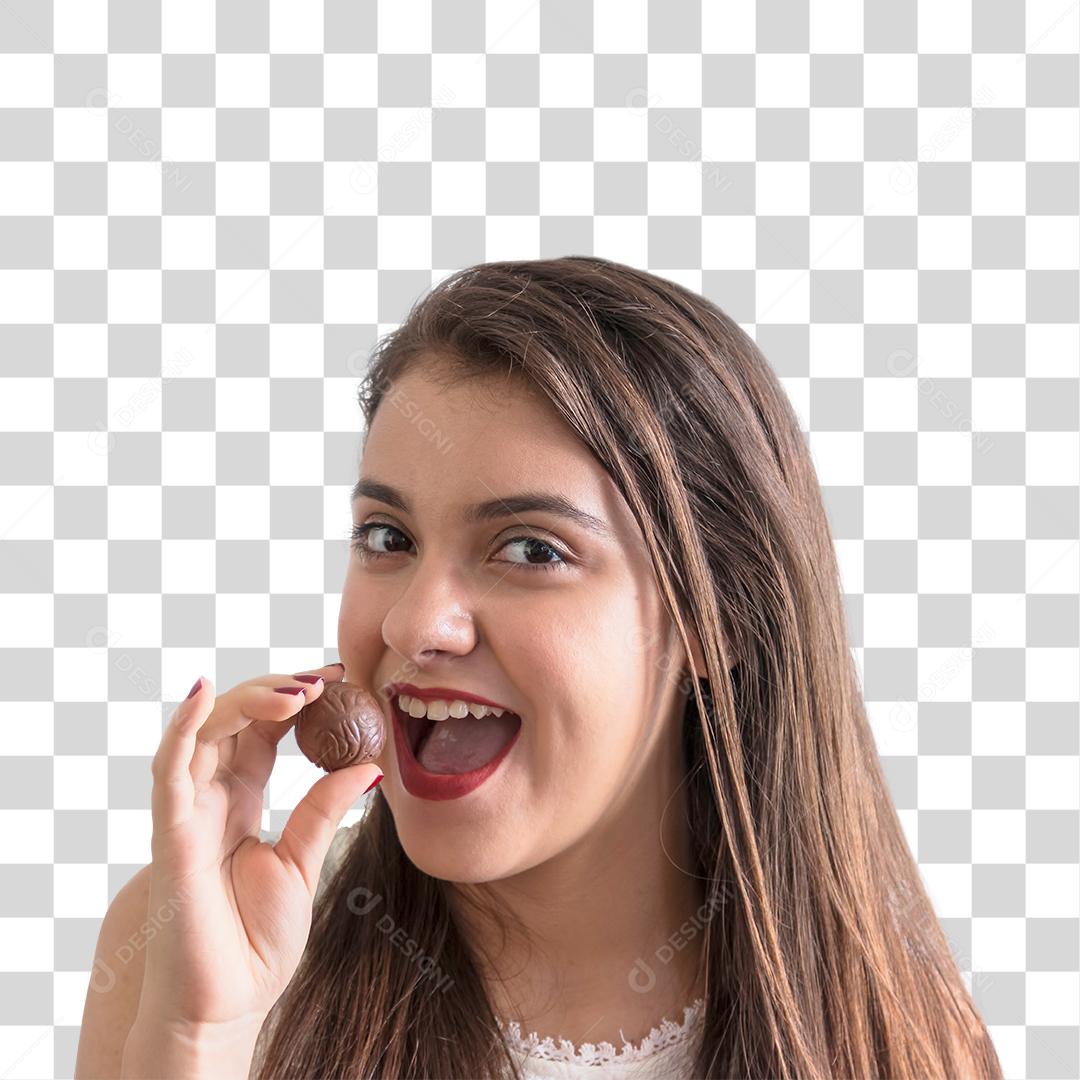 Menina comendo chocolate PNG Transparente