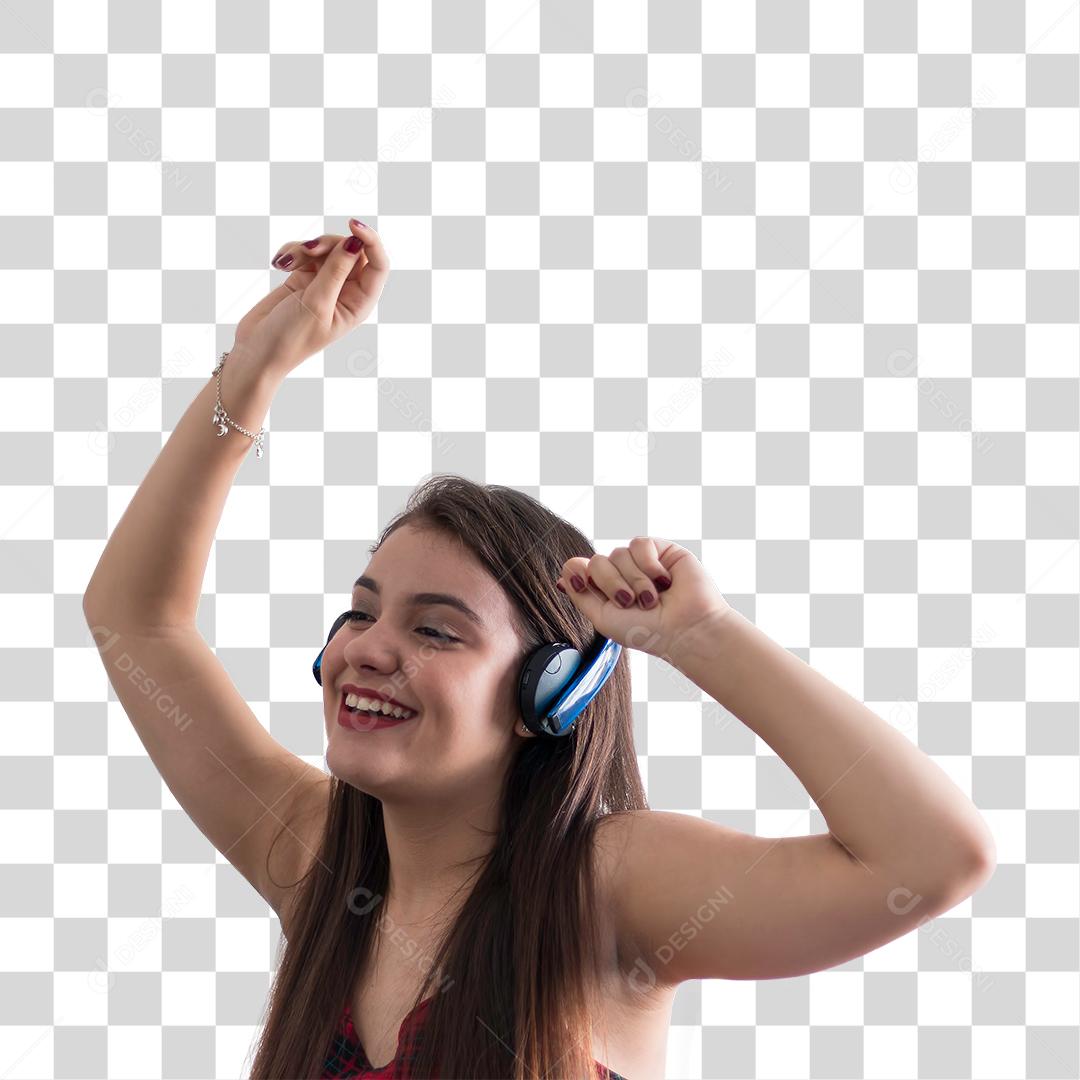 Menina ouvindo música e dançando PNG