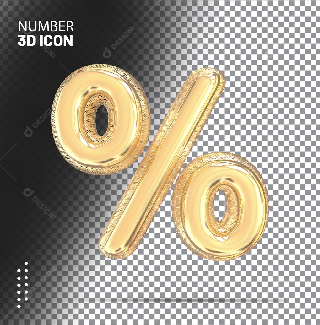 Porcentagem Dourado 3D Para Composição PSD