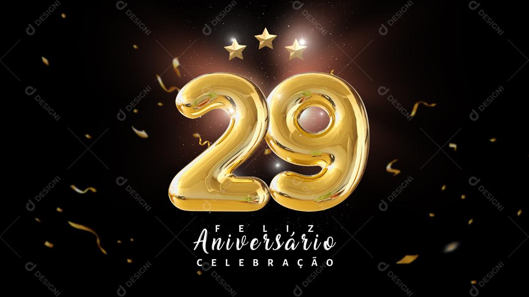 Social Media Banner Feliz Aniversário Celebração 29 Anos PSD Editável