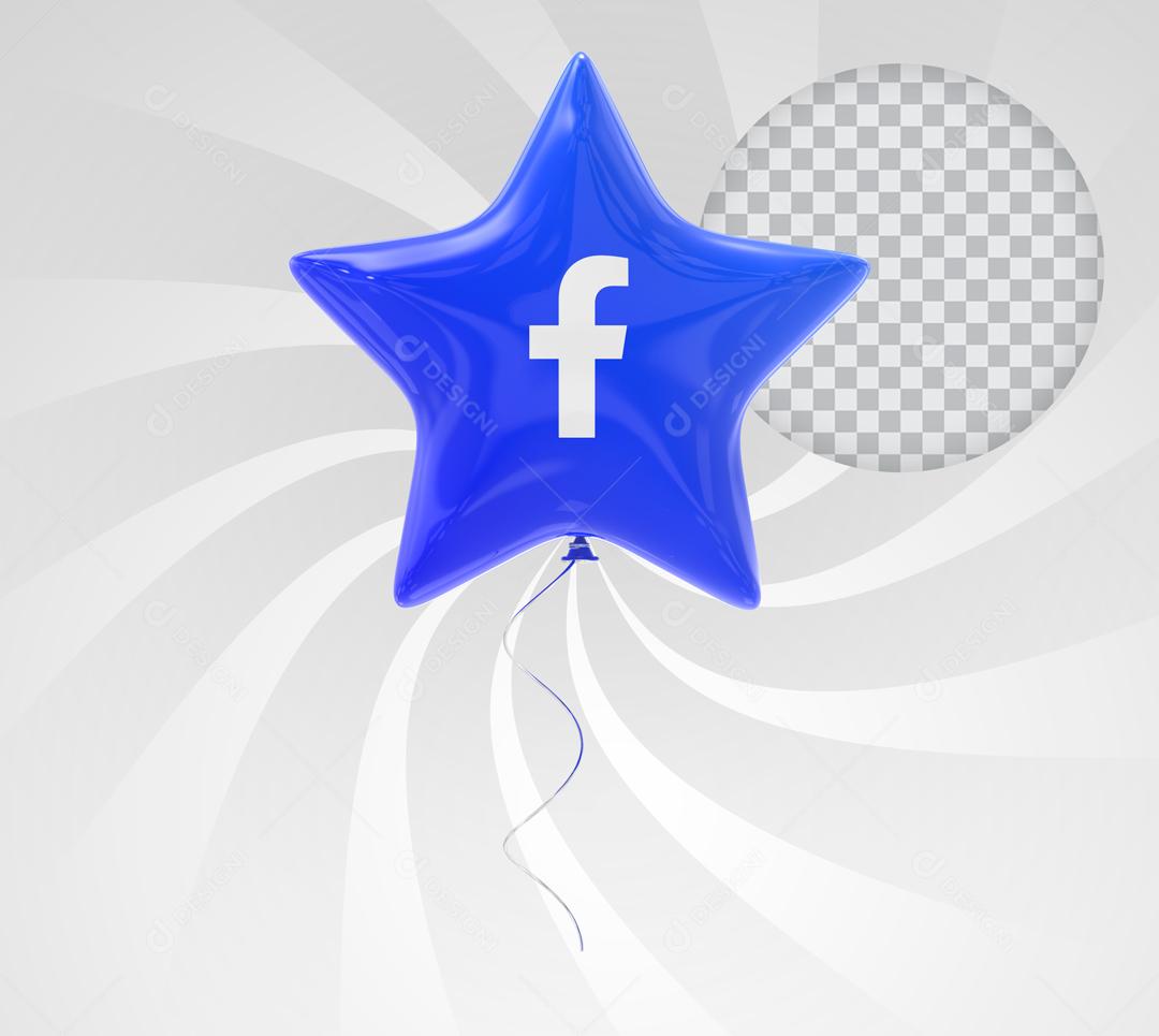 Balão Facebook com forma de Estrela Elemento 3D Para Composição PSD