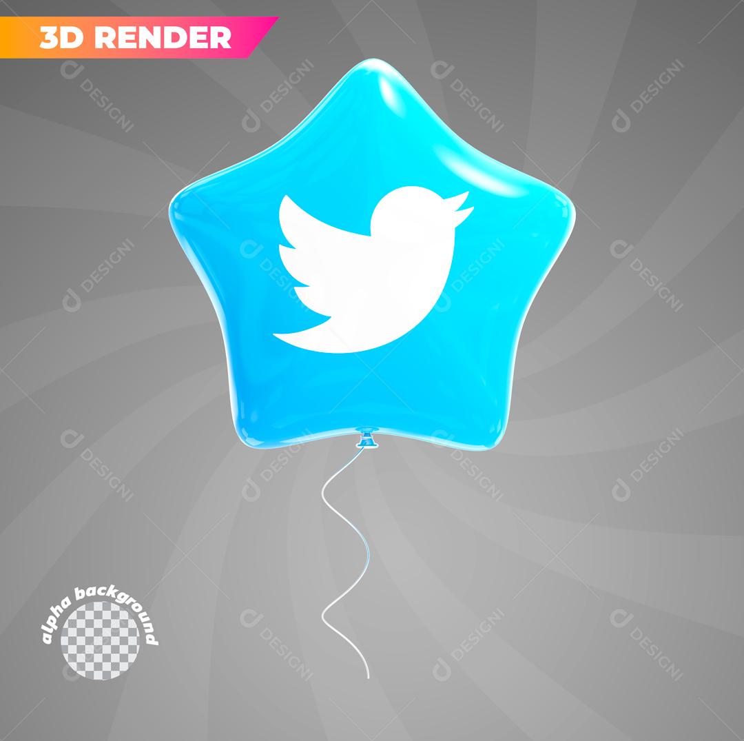 Balão Twitter Elemento 3D Para Composição PSD