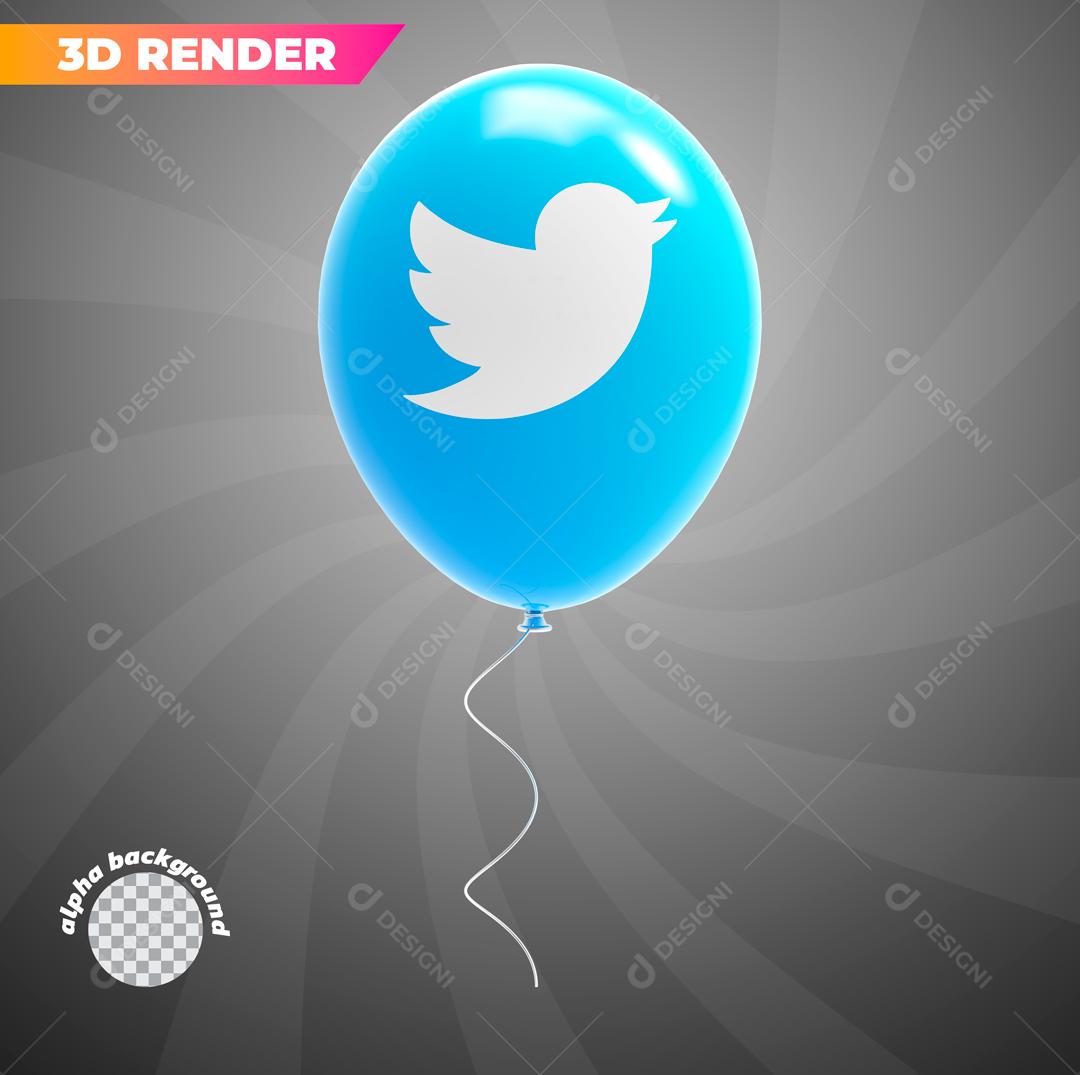 Balão Twitter Elemento 3D Para Composição PSD