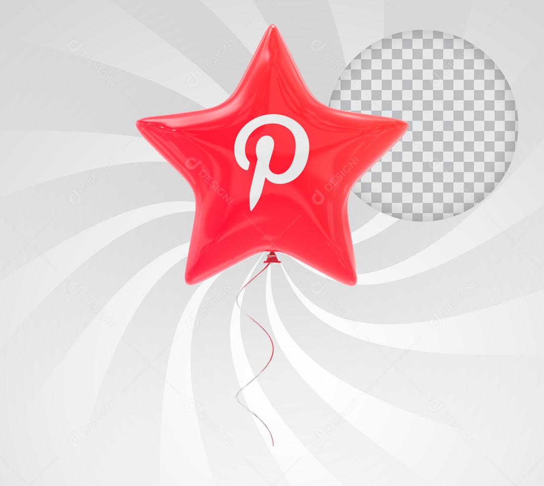 Balão Pinterest com forma de Estrela Elemento 3D Para Composição PSD