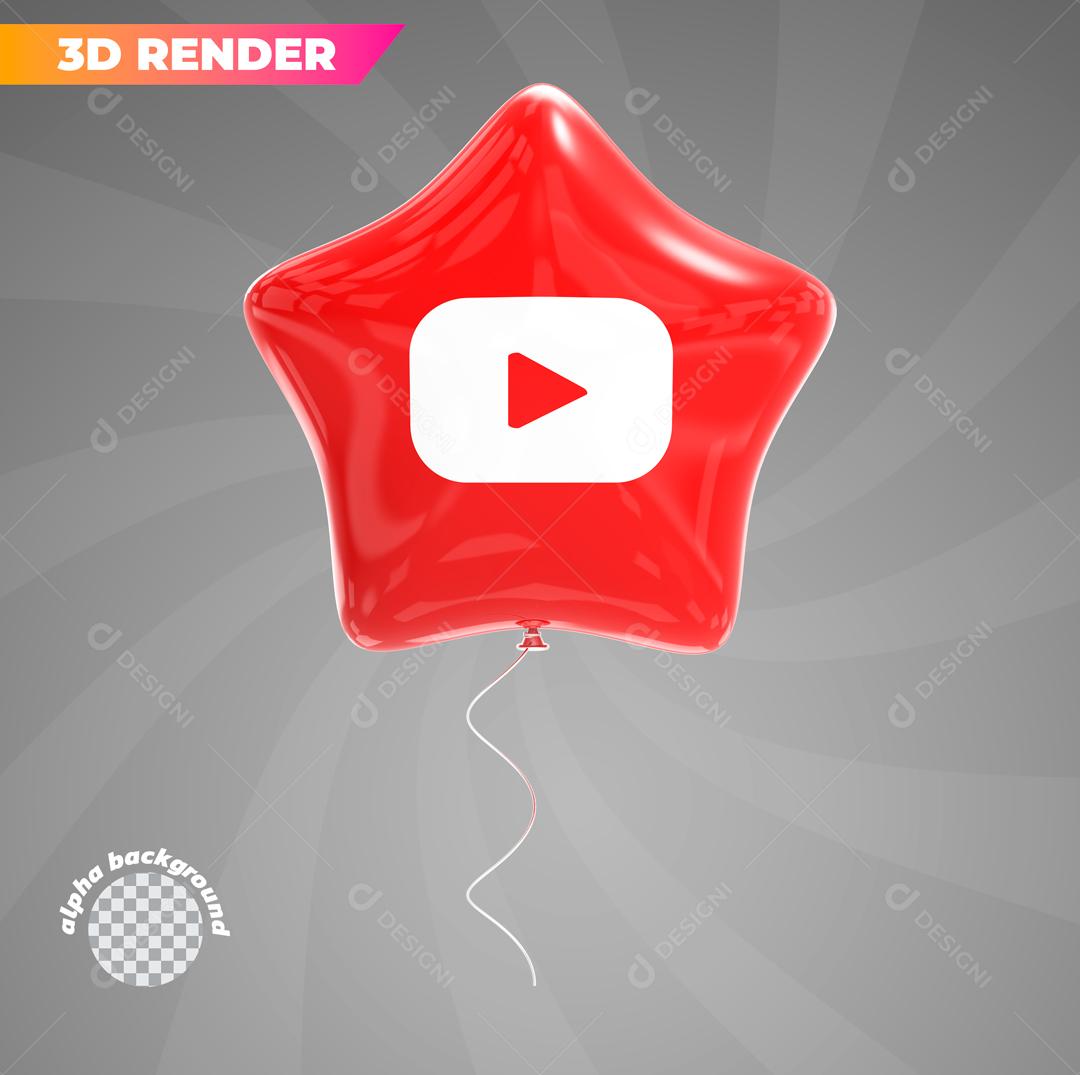 Youtube 3D Com forma de Balão Elemento Para Composição PSD