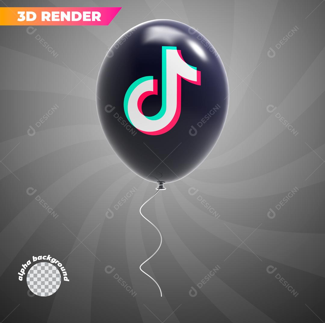 Elemento 3D Tiktok Com Forma de Balão Para Composição PSD