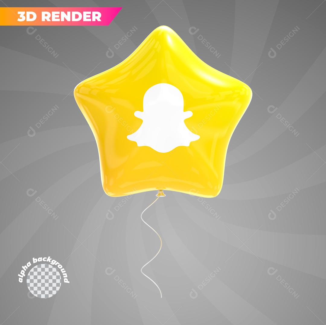 Elemento 3D Snapchat com Forma de Balão Para Composição PSD