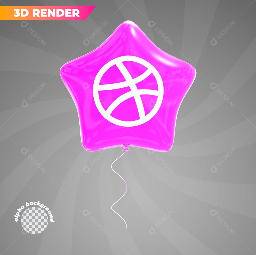Elemento 3D Dribbble Balão Para Composição PSD