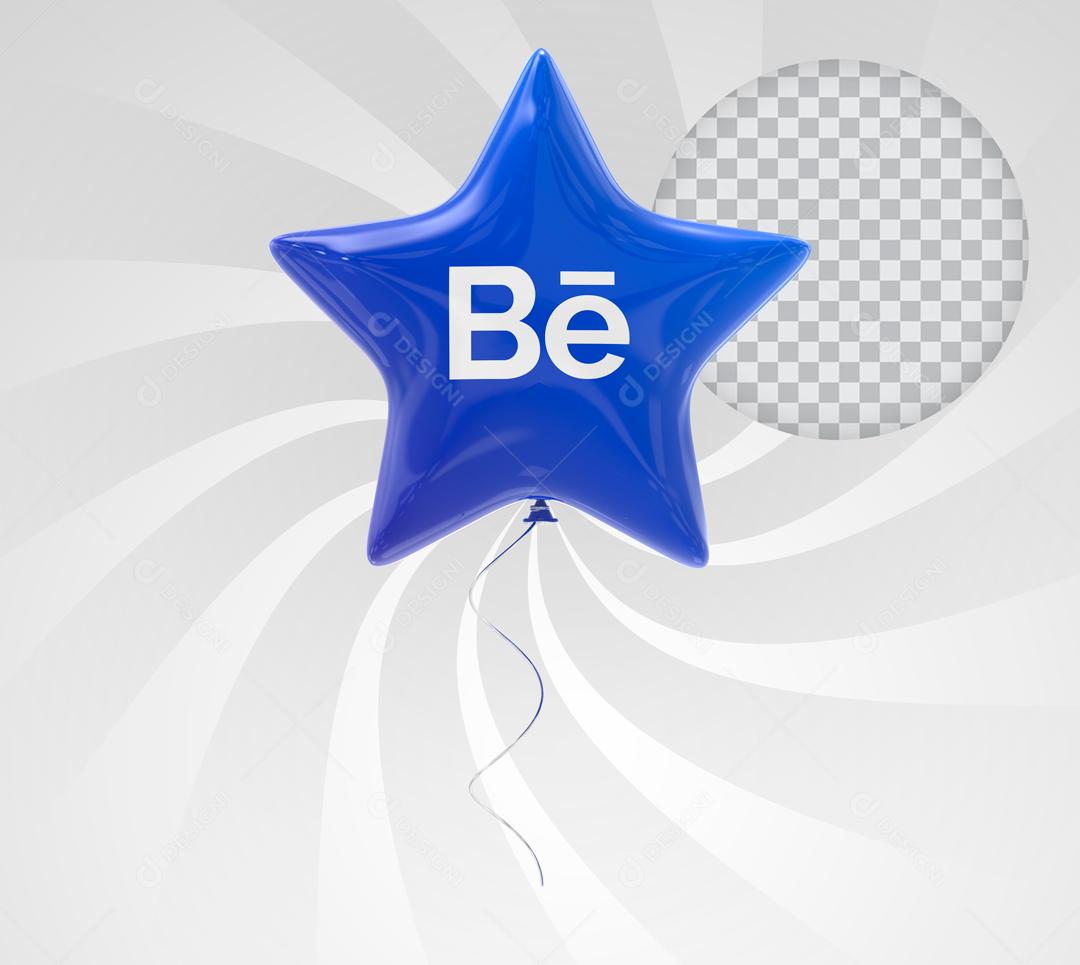 Elemento 3D Behance Balão com Forma de Estrela Para Composição PSD