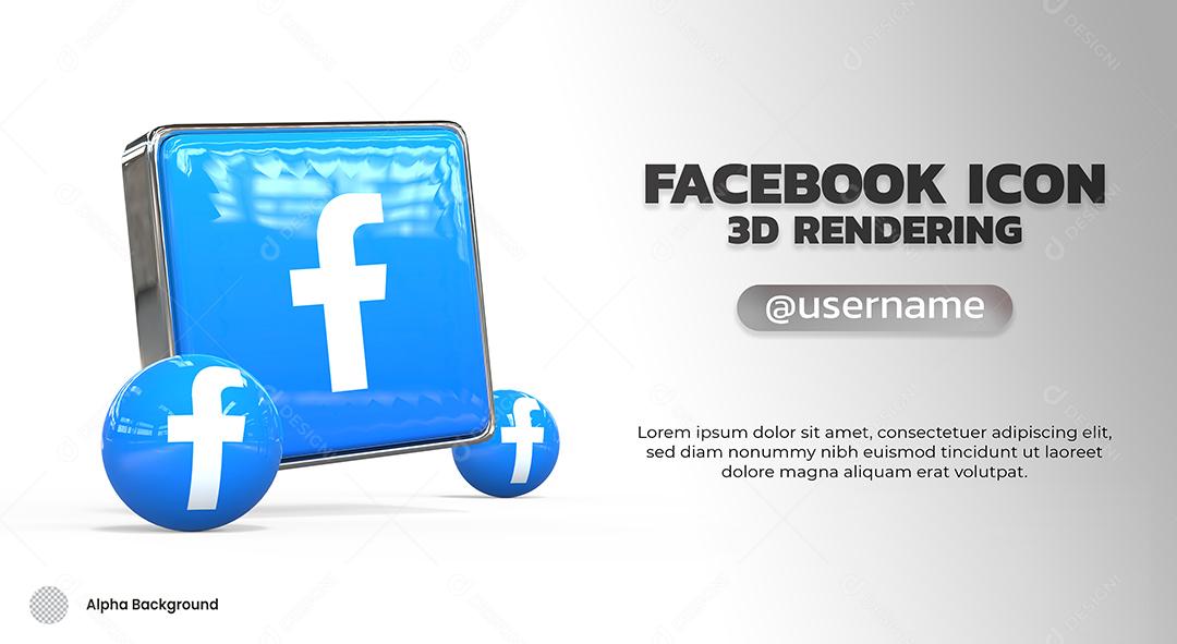 Elemento 3D Facebook Para Composição PSD