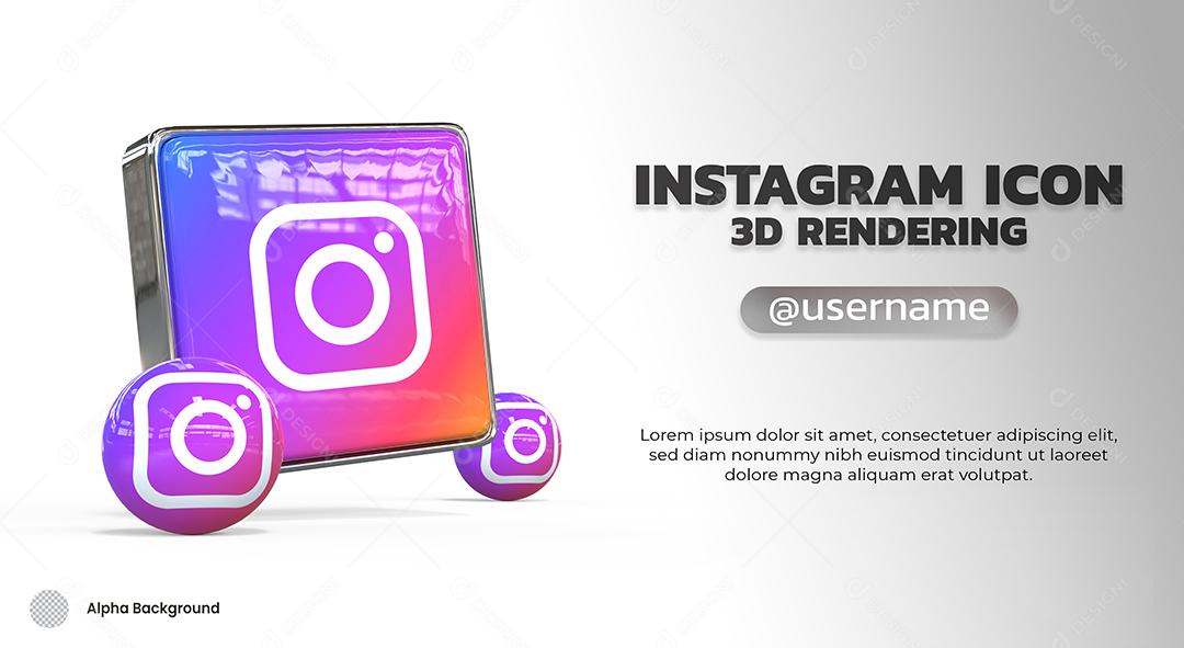 Elemento 3D Instagram Ícones Para Composição PSD