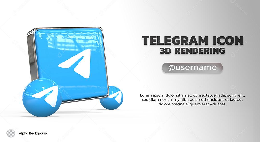 Elemento 3D Telegram Para Composição PSD