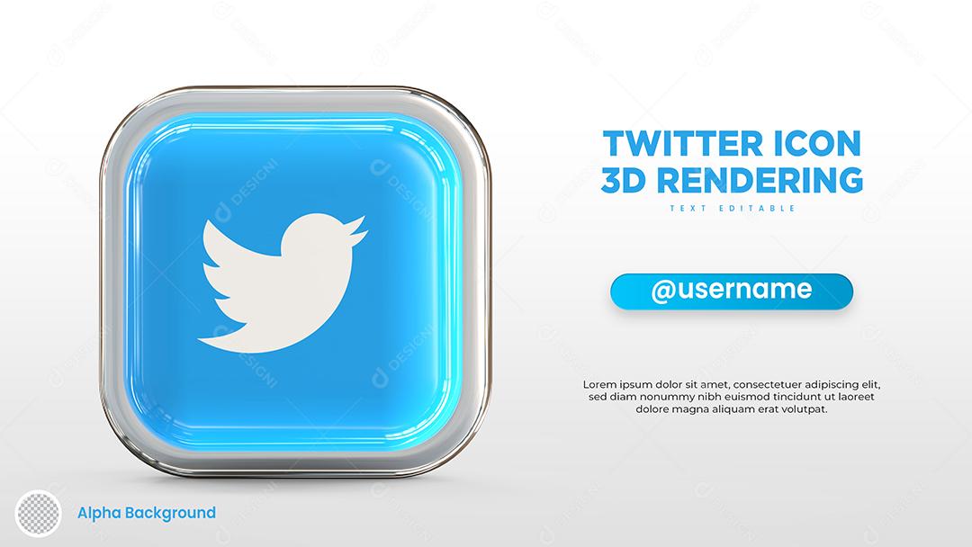 Twitter 3D Elemento Para Composição PSD