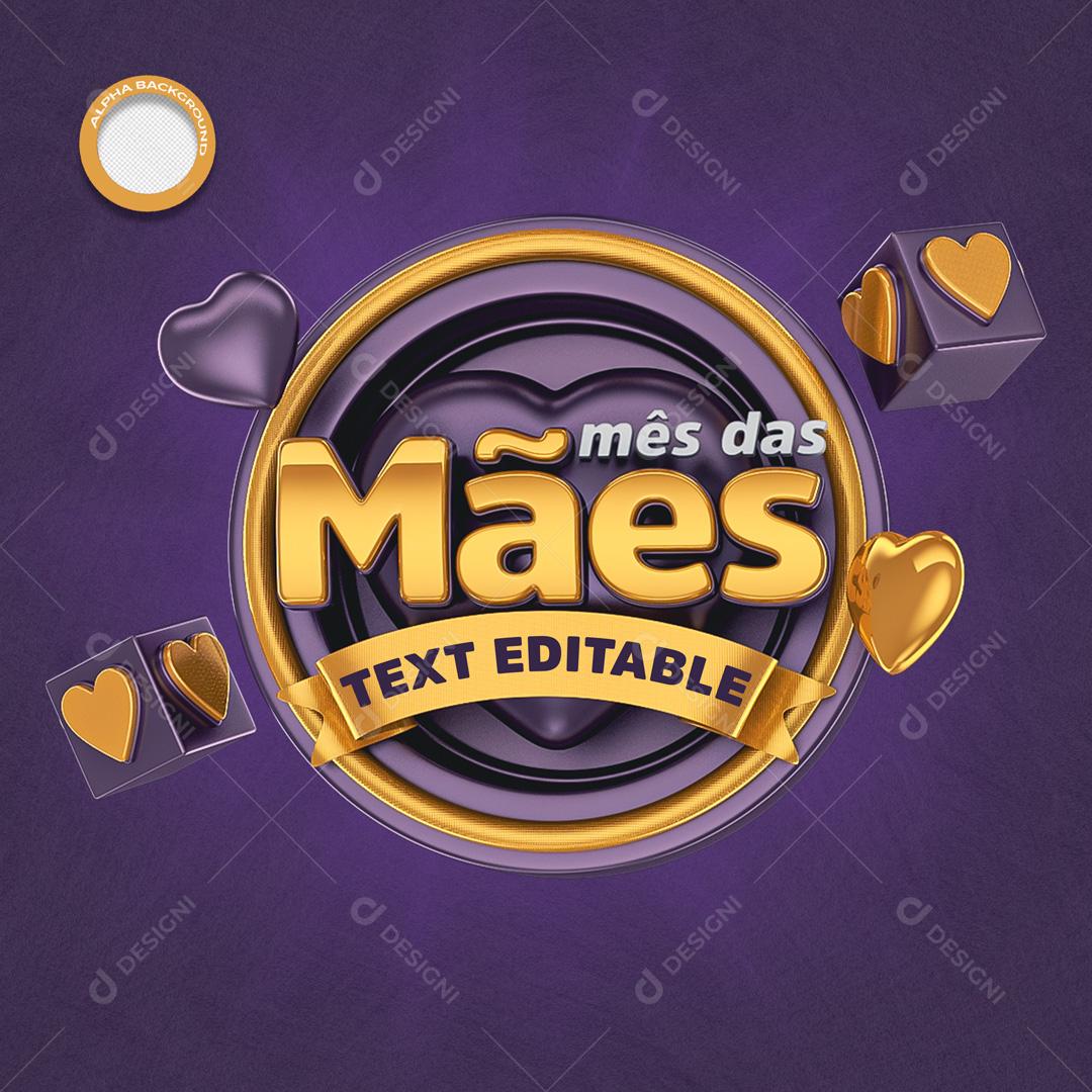 Selo 3D Para Composição Mês Das Mães PSD Editável