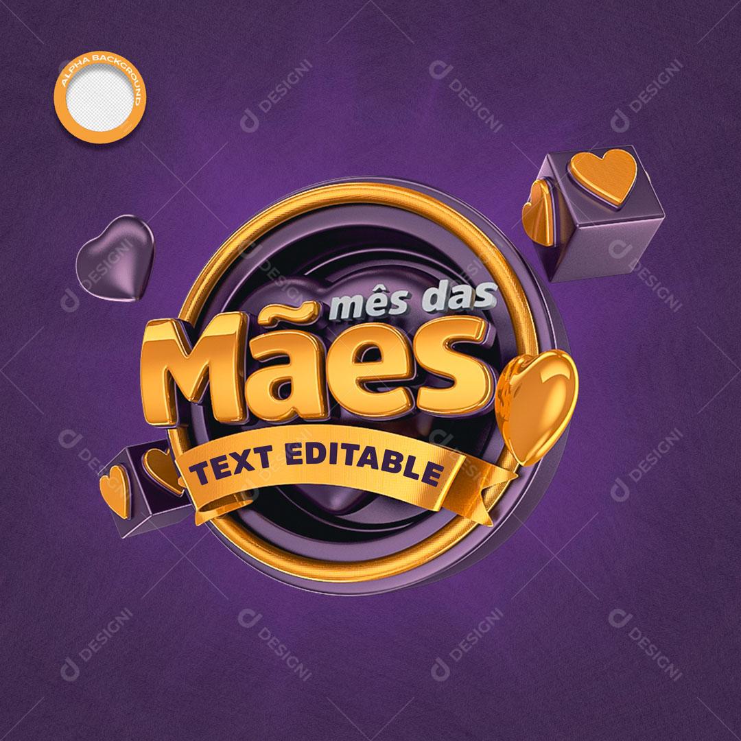 Selo 3D Para Composição Mês Das Mães PSD Editável