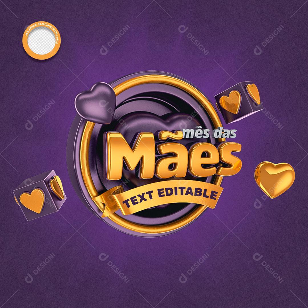 Selo 3D Para Composição Mês Das Mães PSD Editável