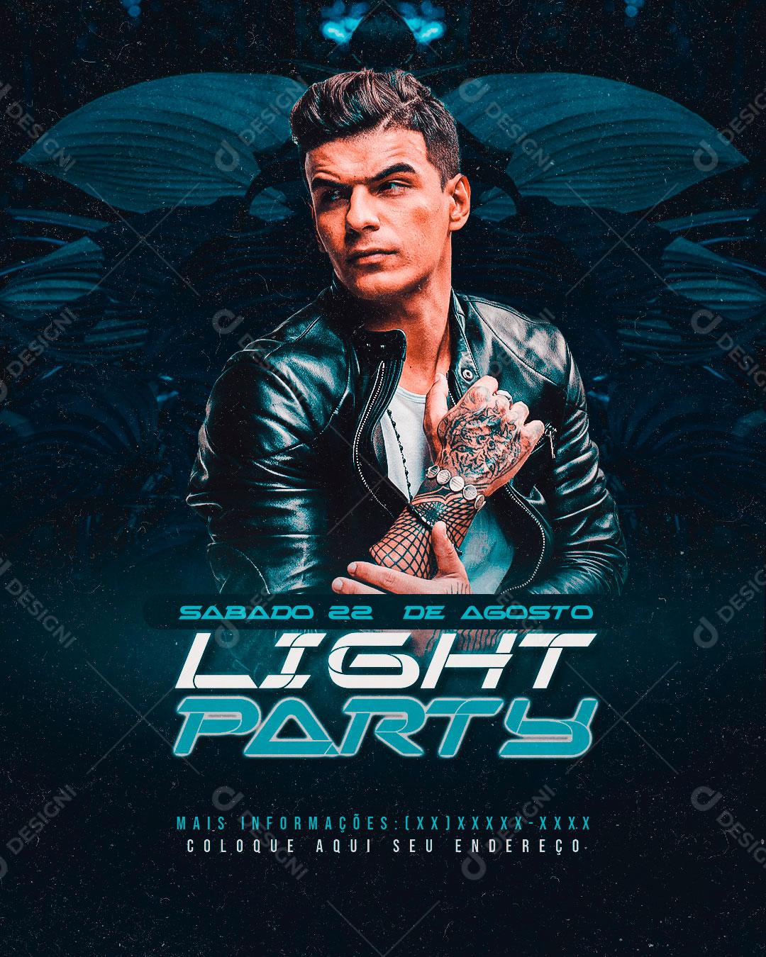 Flyer Light Party Shows Social Media PSD Editável