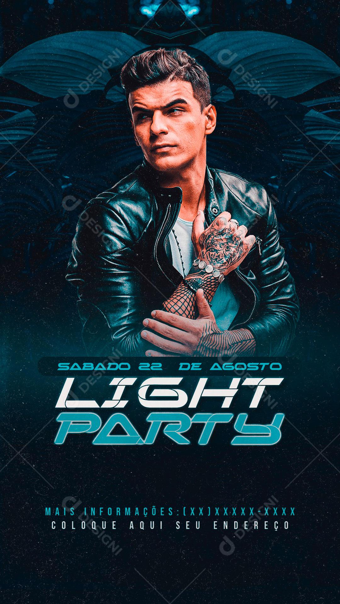 Flyer Light Party Shows Social Media PSD Editável