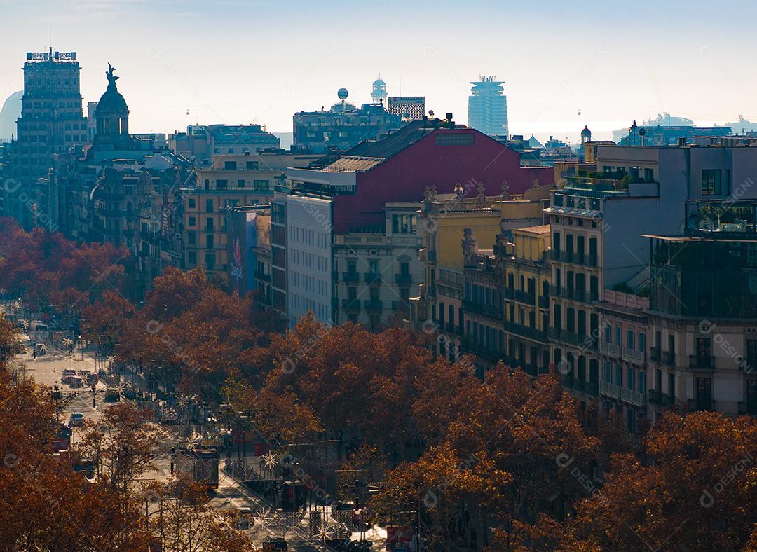 Vista aérea da cidade de Barcelona.