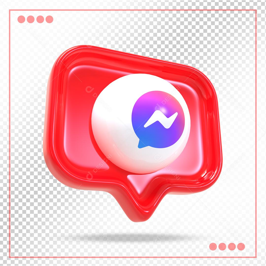 Elemento 3D Ícone Messenger Rede Social Composição Redes sociais