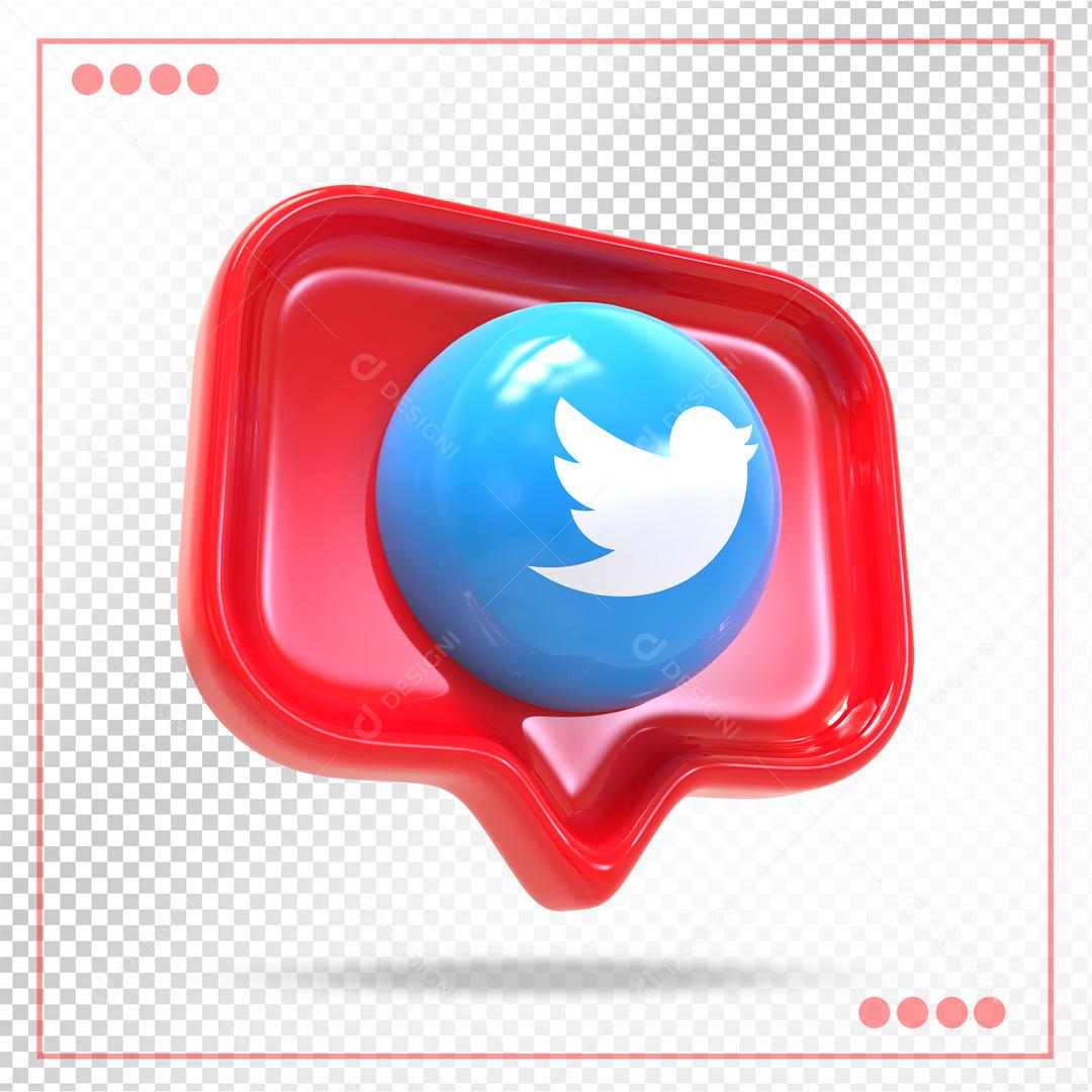 Twitter 3D Elemento Para Composição PSD
