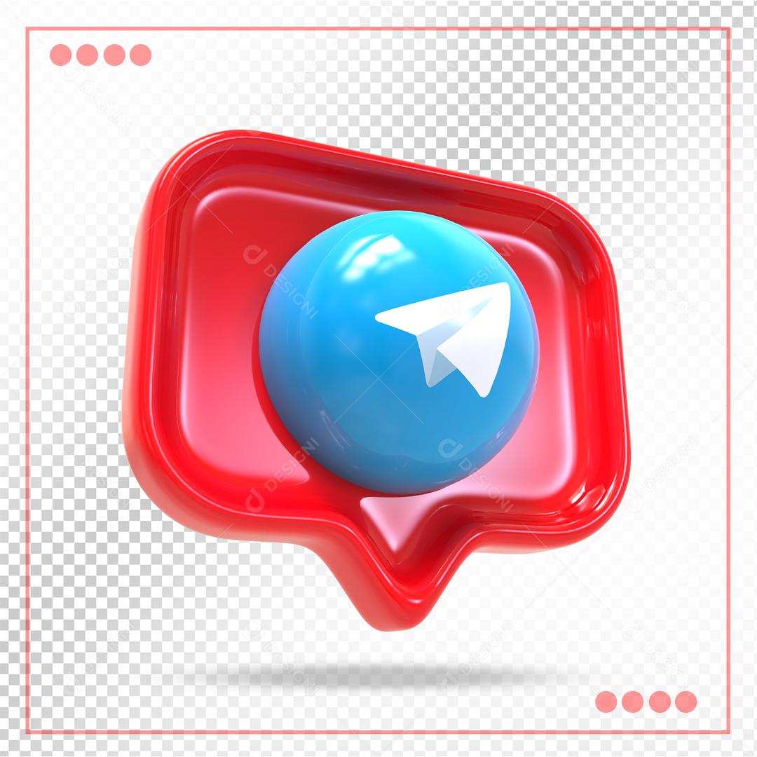 Telegram 3D Elemento Para Composição PSD