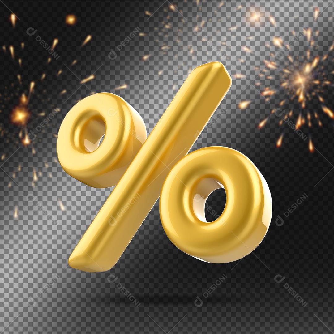 Porcentagem Dourado 3D Para Composição PSD