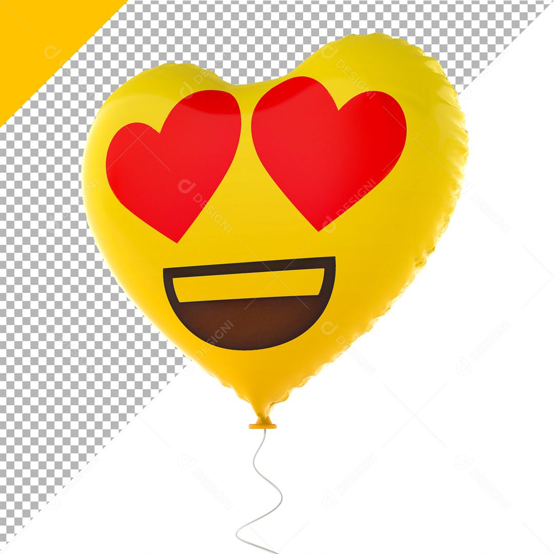 Emoji de Balão 3D Reação Apaixonado Olhos De Coração Elemento Para Composição PSD