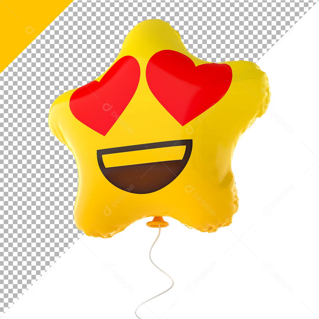 Emoji de Balão  3D Reação Apaixonado Olhos De Coração Elemento Para Composição PSD