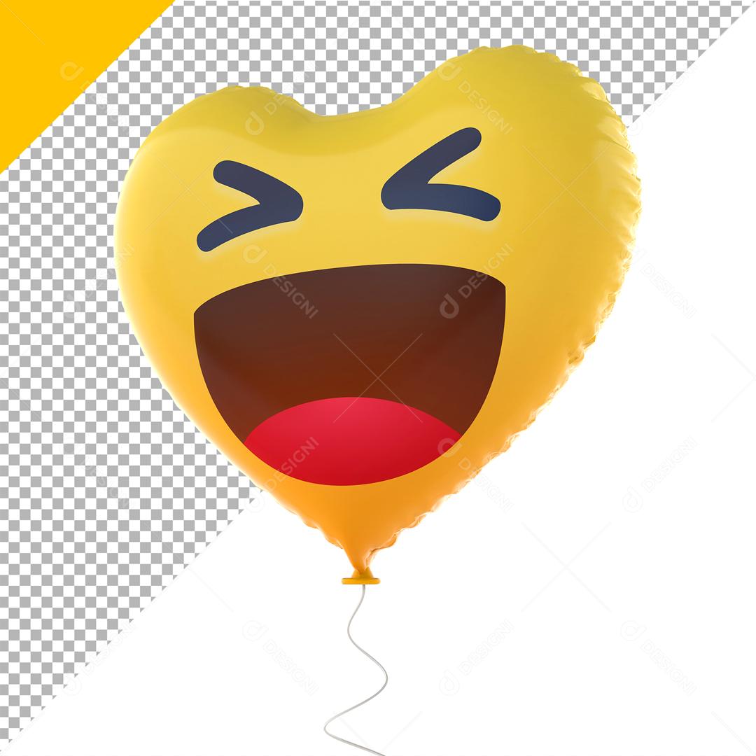 Emoji de Balão 3D Reação Feliz com forma de Coração Elemento Para Composição PSD