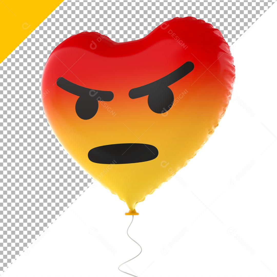 Emoji de Balão 3D Reação Estressado com forma de Coração Elemento Para Composição PSD