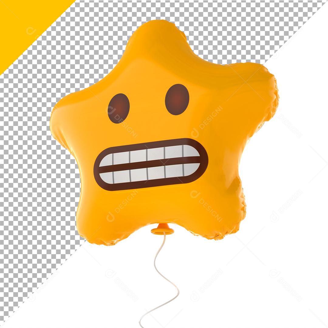 Emoji de Balão 3D Reação Careta com forma de Estrela Elemento Para Composição PSD