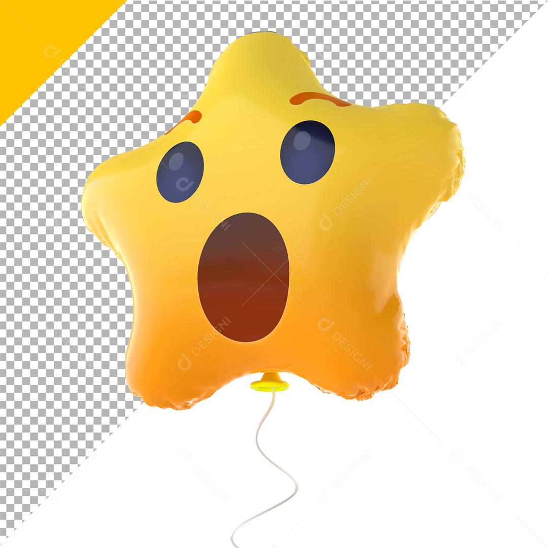 Emoji de Balão com forma de Estrela 3D Reação Surpreso Elemento Para Composição PSD