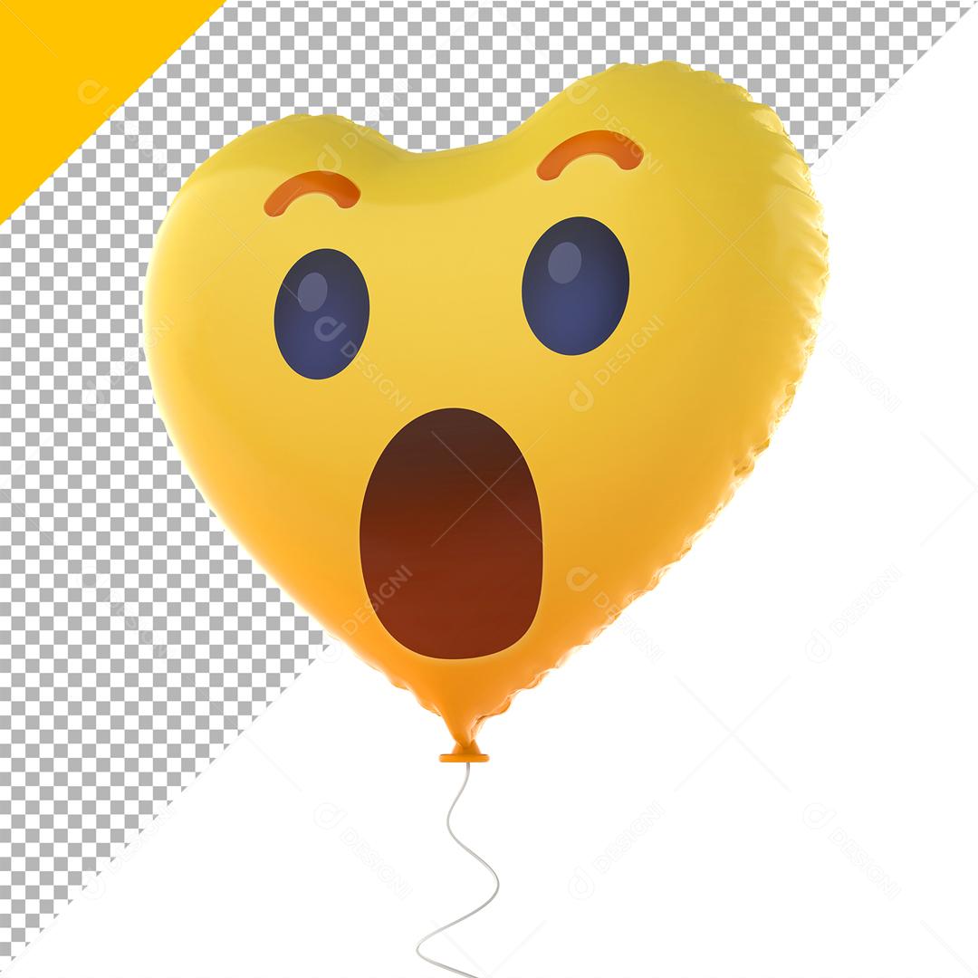 Emoji de Balão com forma de Coração 3D Reação Surpreso Elemento Para Composição PSD
