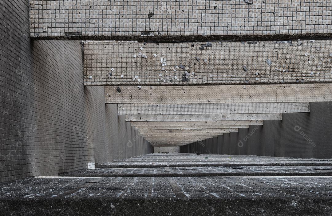 Vista aérea da fachada do edifício.