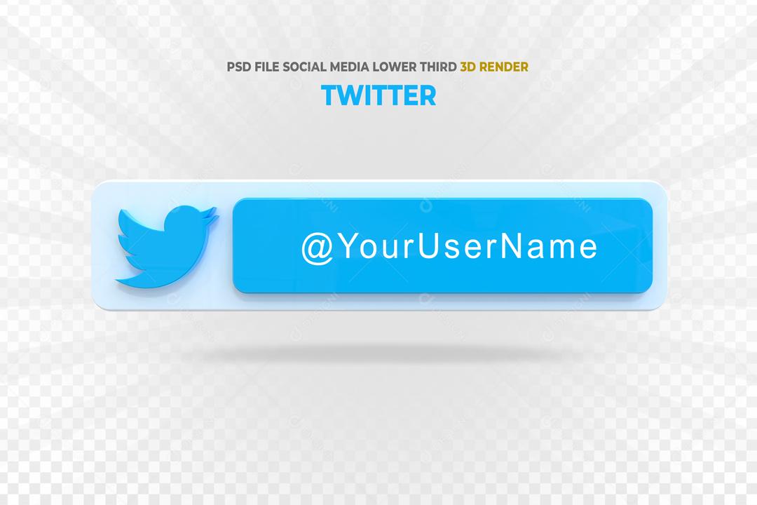 Placa 3D Texto Twitter Para Composição PSD