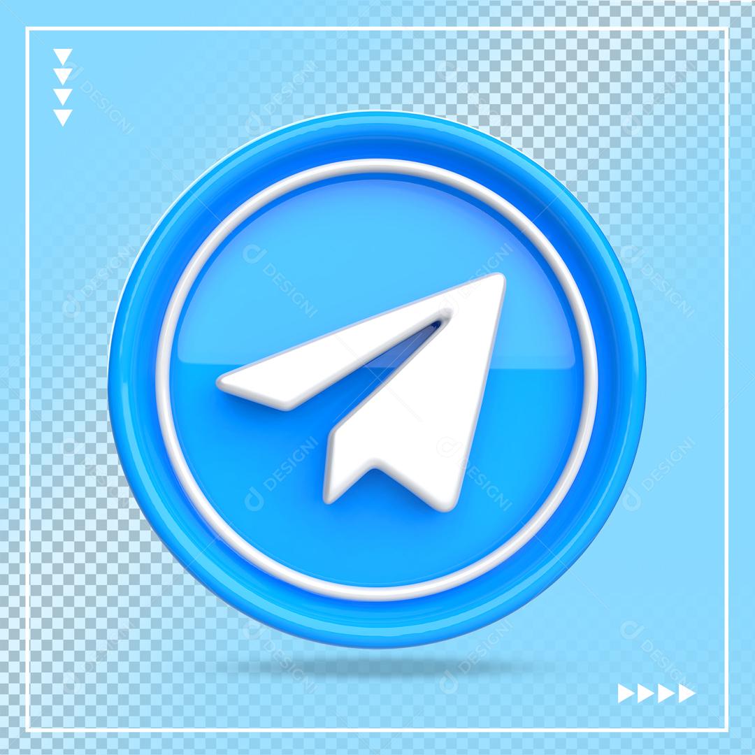 Ícone 3d Telegram Azul Elemento Para Composição PSD