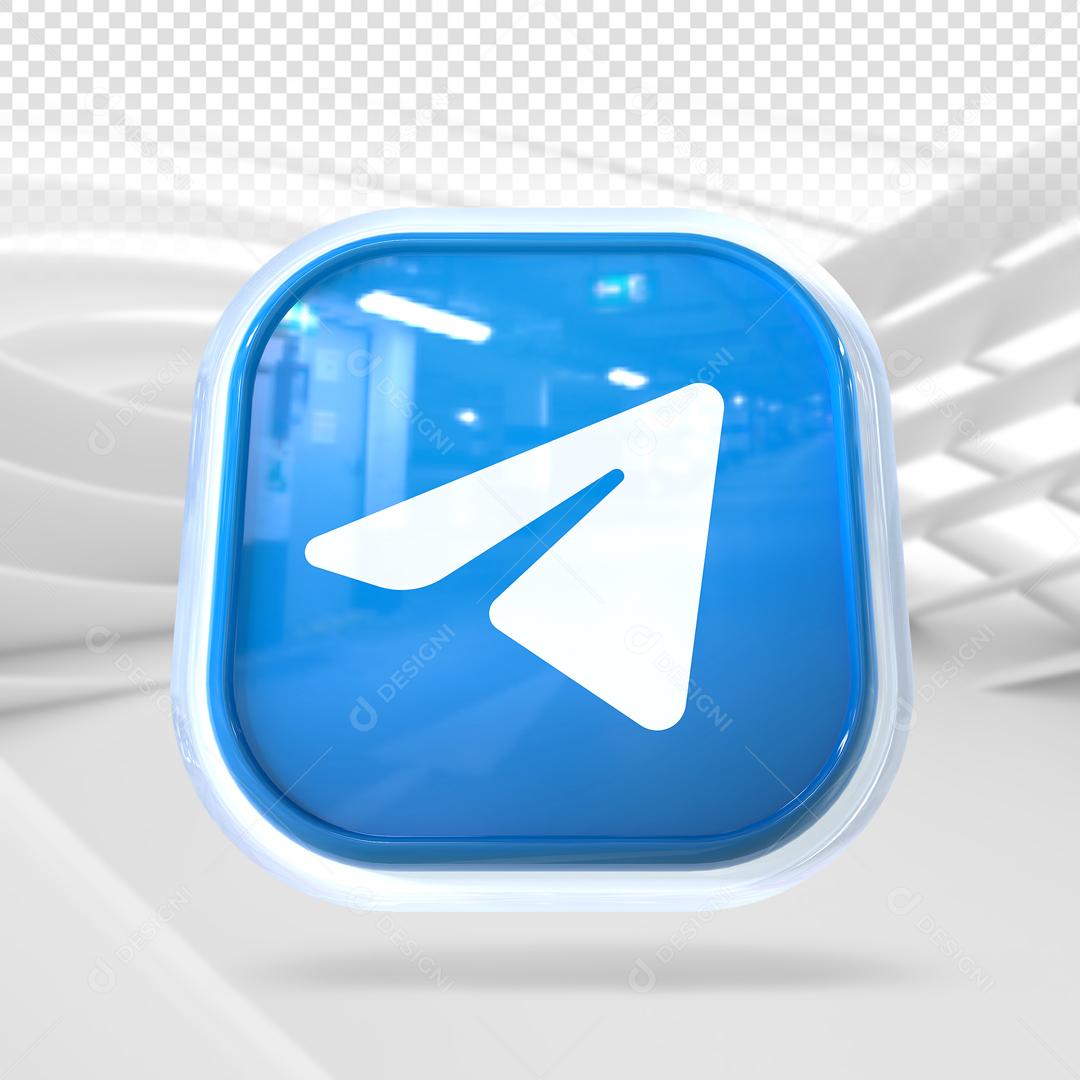 Elemento 3D Telegram Para Composição PSD