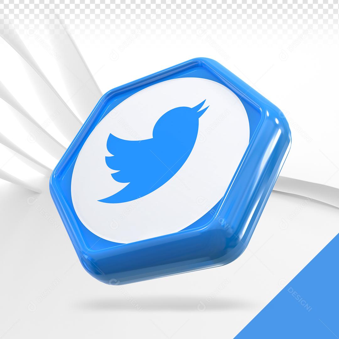Twitter 3D Elemento Para Composição PSD