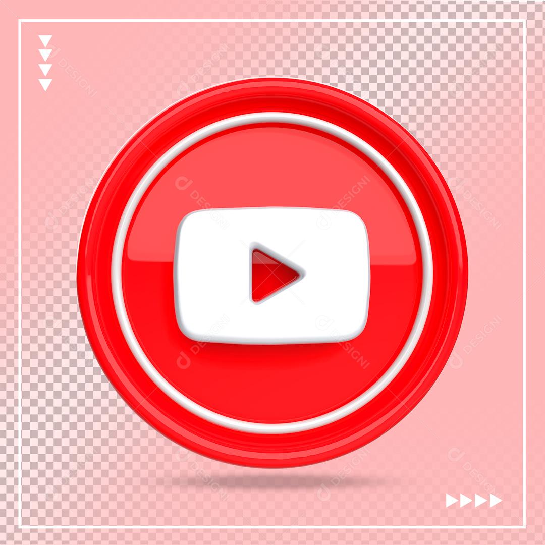 Ícone 3D Youtube Elemento Para Composição PSD