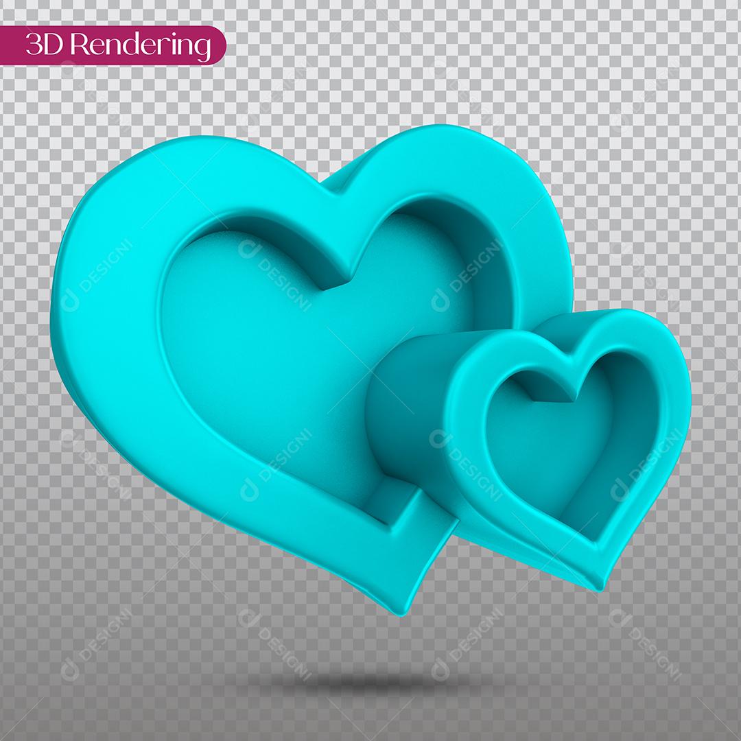 Elemento 3D Corações Azul Elemento Para Composição PSD